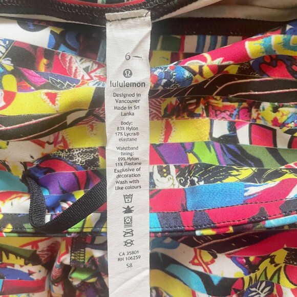 RARE 2018 SEAWHEEZE Lululemon Lego Print Fast Free 7/8 Laser Hem Leggings - Picture 6 of 7